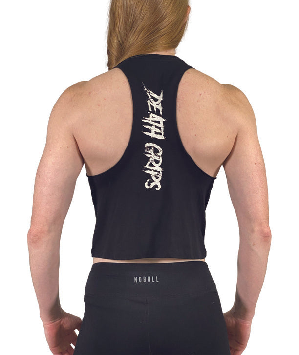 WOMEN'S DISTRESSED DEATH GRIPS CROP TANK from JerkFit