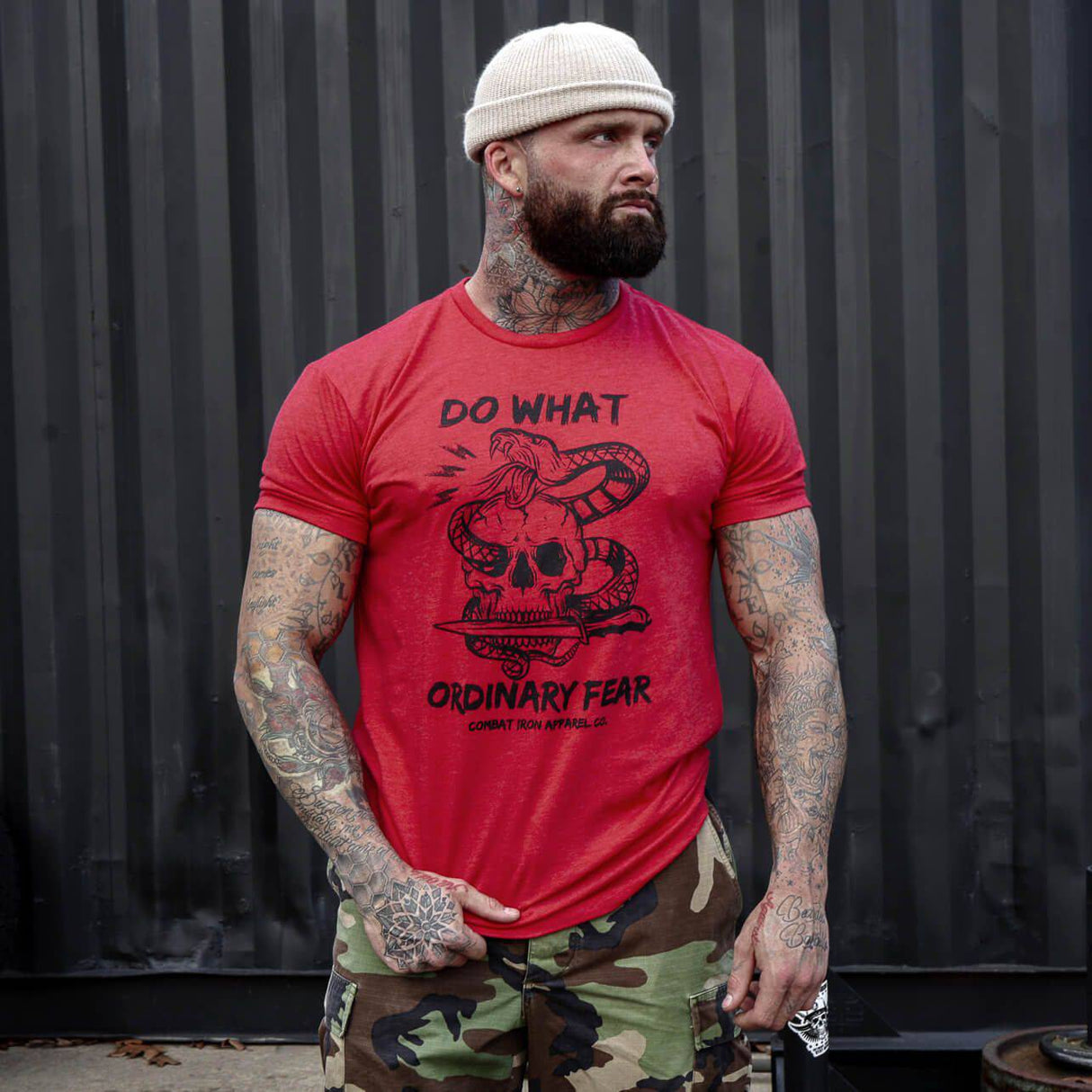 DO WHAT ORDINARY FEAR Snake & Skull Men's T-shirt From Combat Iron Apparel