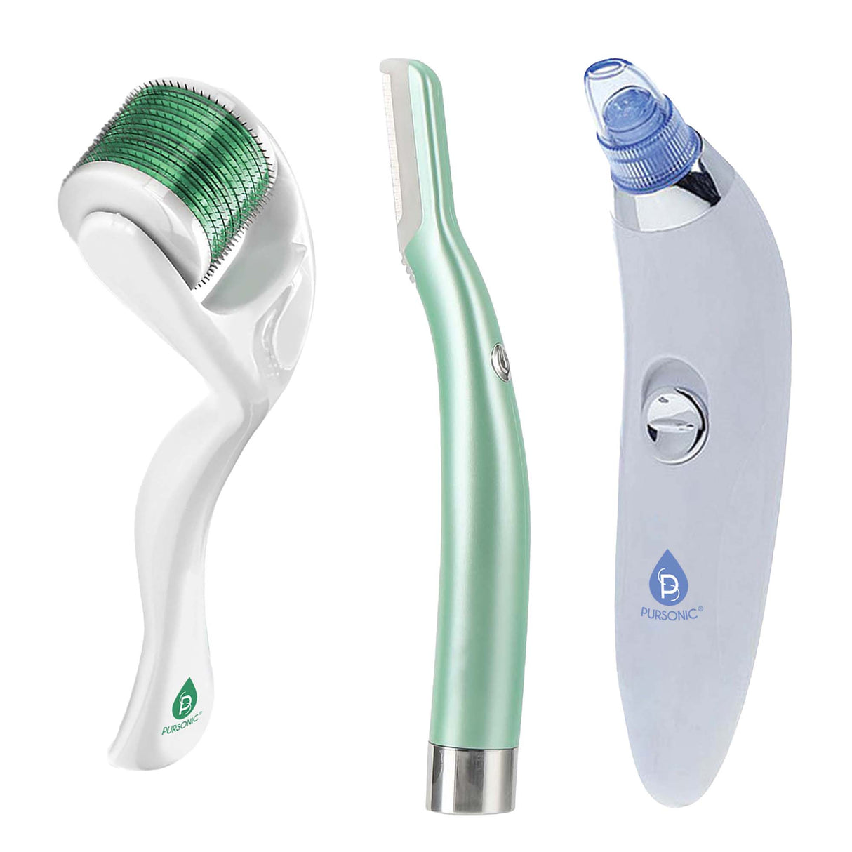 Ultimate Skin Smoothing & Rejuvenation Kit - Precision Dermaplaning Hair Remover Tool, Pore Vacuum Blackhead Remover, and Micro Needle Derma Roller from Pursonic