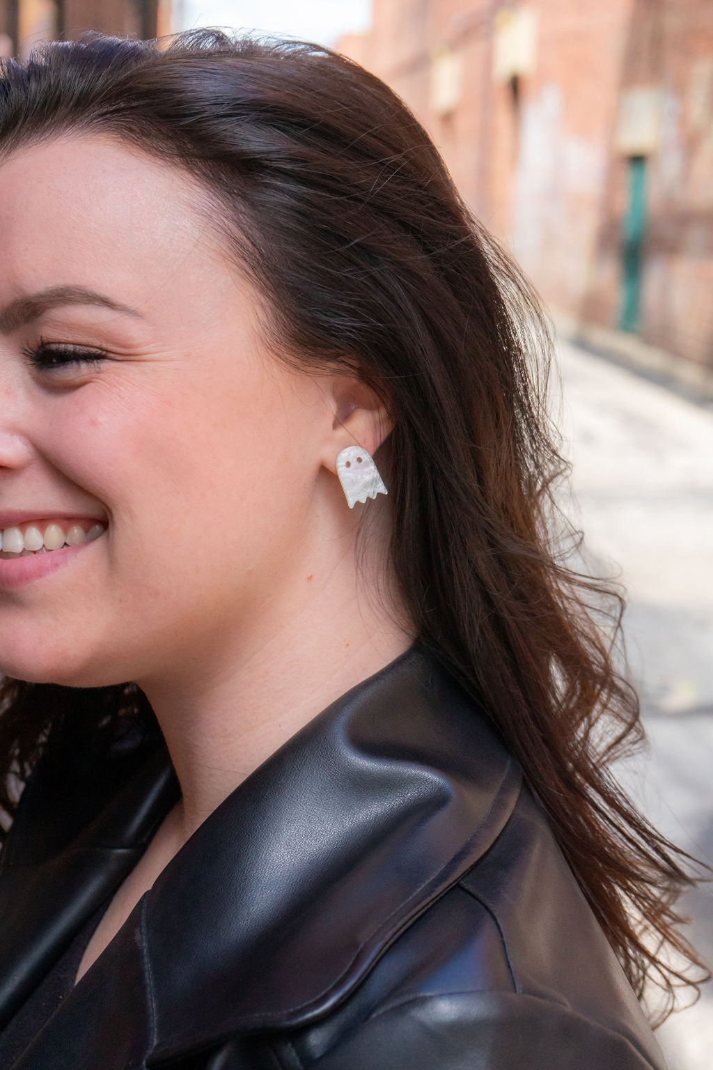 Ghost Studs - White Shimmer from Spiffy & Splendid