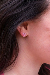 Hand Drawn Heart Studs- Pink from Spiffy & Splendid