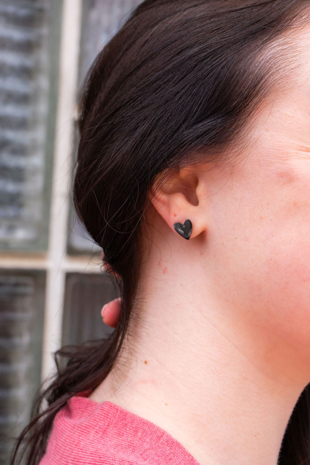 Hand Drawn Heart Studs - Black from Spiffy & Splendid
