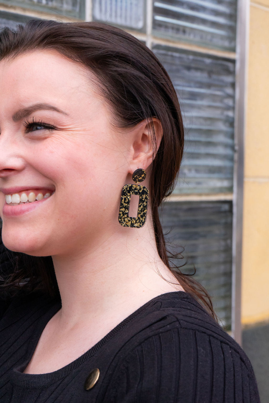 Margot Earrings - Black Gold Flake from Spiffy & Splendid