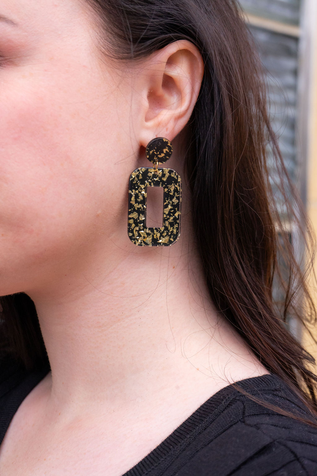 Margot Earrings - Black Gold Flake from Spiffy & Splendid