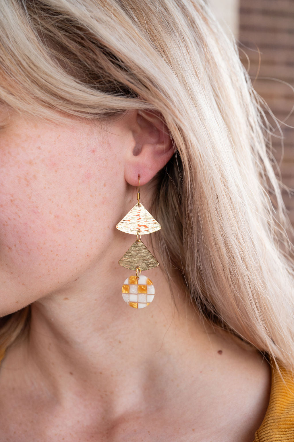 Anya Earrings - Golden Checker from Spiffy & Splendid