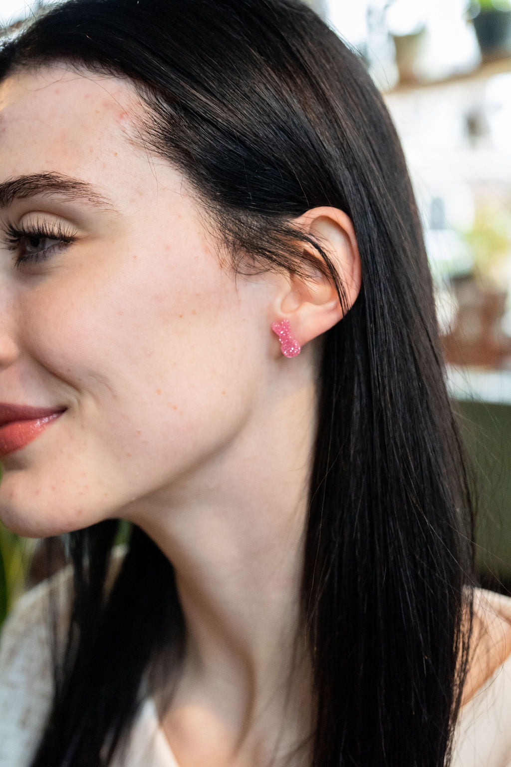 Glitter Bunny Studs - Pink from Spiffy & Splendid