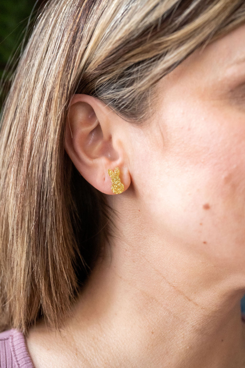 Glitter Bunny Studs - Yellow from Spiffy & Splendid