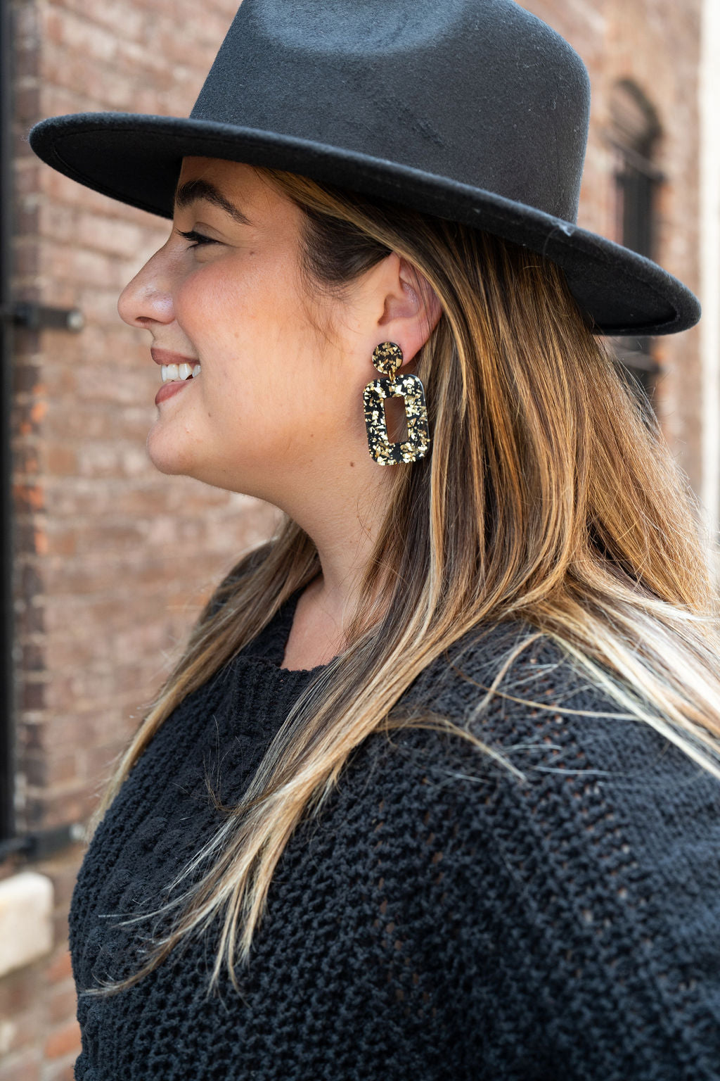 Margot Earrings - Black Gold Flake from Spiffy & Splendid
