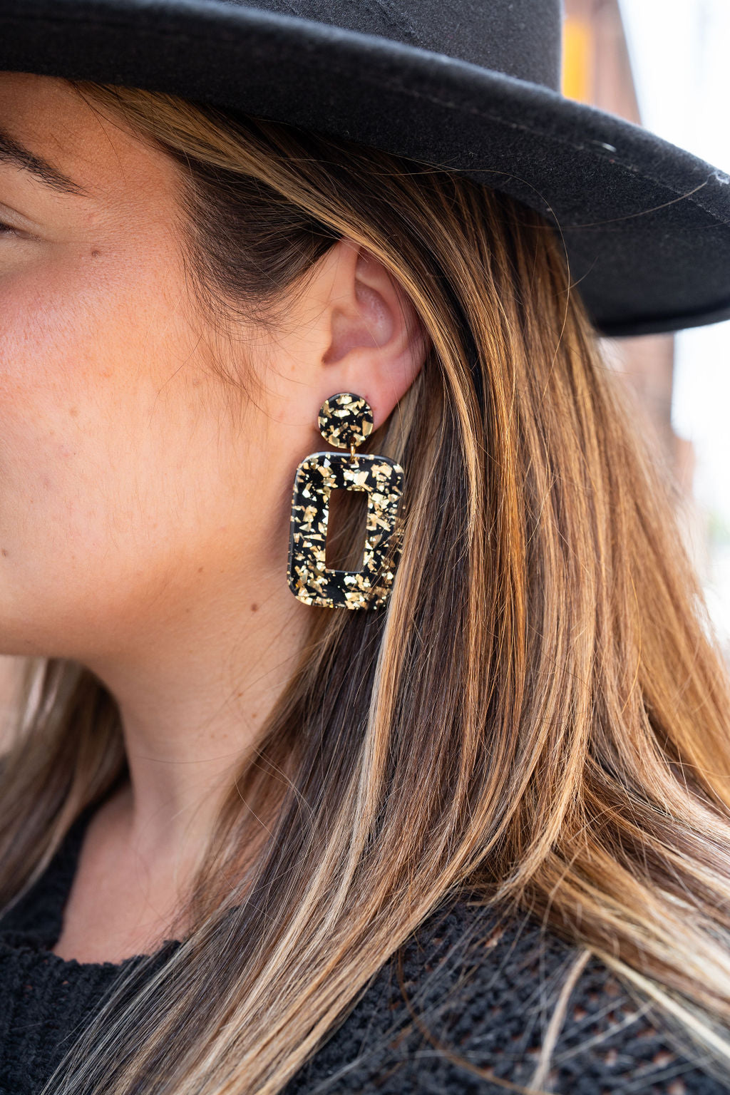 Margot Earrings - Black Gold Flake from Spiffy & Splendid