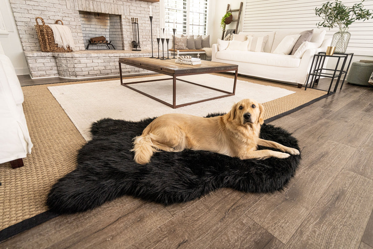 PupRug by Paw.com™  Faux Fur Orthopedic Dog Bed - Curve Midnight Black from Paw.com