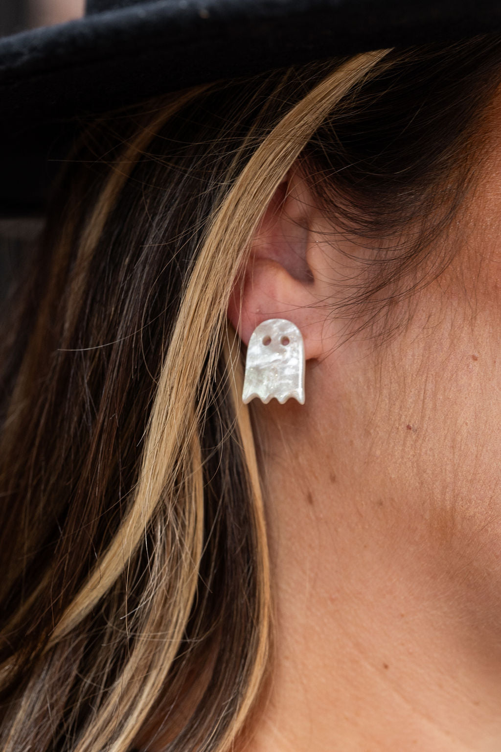 Ghost Studs - White Shimmer from Spiffy & Splendid