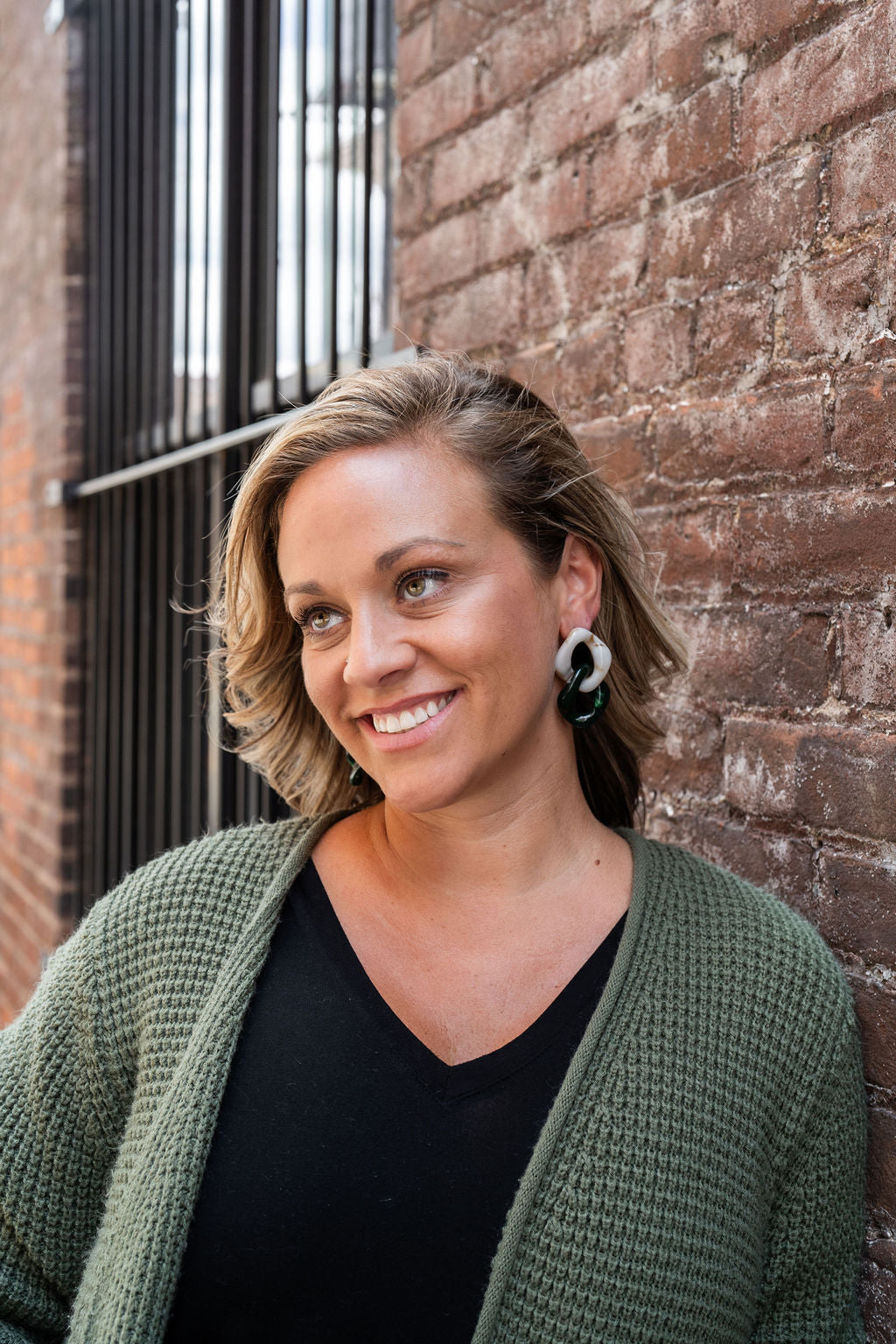 Betsy Earrings - Neutral & Forest Green from Spiffy & Splendid