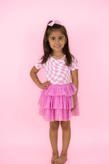 BUBBLEGUM WAVY CHECKERS DREAM TUTU DRESS from DREAM BIG LITTLE CO