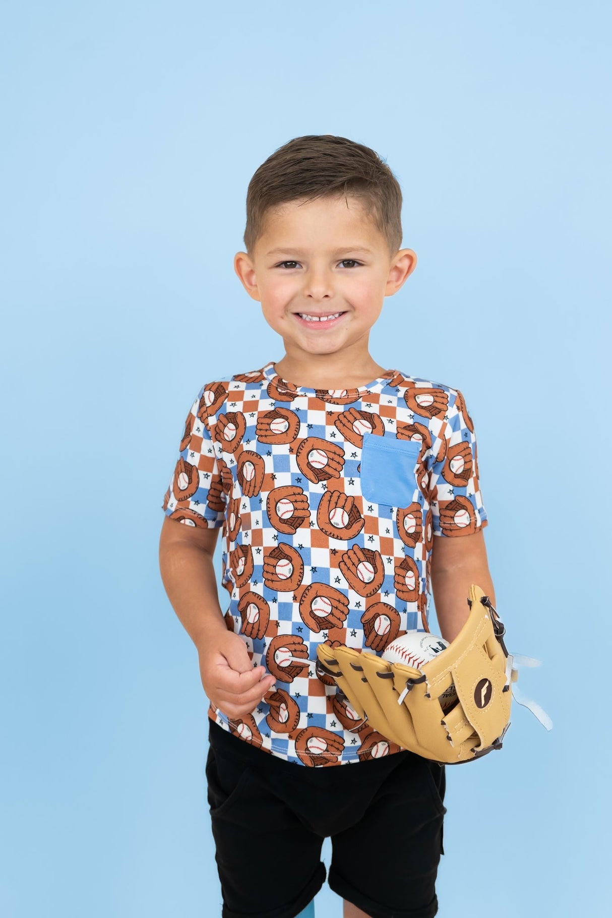 HEY BATTER BATTER CHECKERS DREAM POCKET TEE from DREAM BIG LITTLE CO
