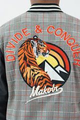 M4315 Vercelli Plaid Varsity Jacket - Black From Makobi Jeans USA