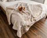 PupProtector™ Summer Short Fur Waterproof Throw Blanket - White with Brown Accents from Paw.com
