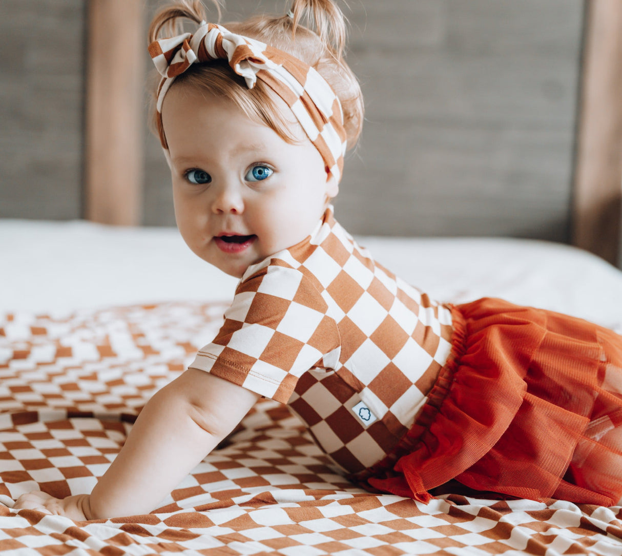 COPPER CHECKERS DREAM TUTU BODYSUIT DRESS from DREAM BIG LITTLE CO