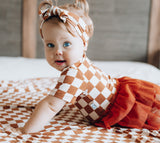 COPPER CHECKERS DREAM TUTU BODYSUIT DRESS from DREAM BIG LITTLE CO
