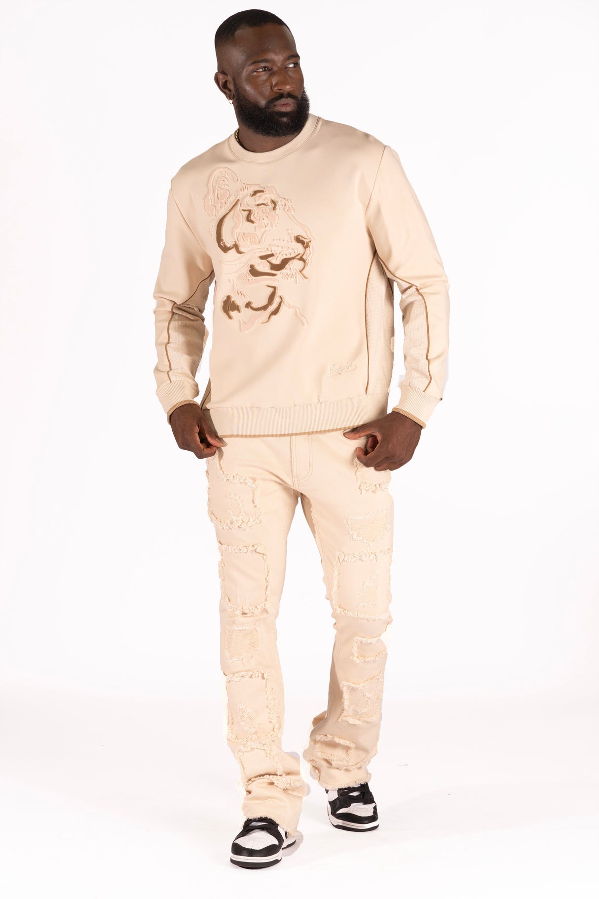 M4358 Gabana Tiger Sweatshirt - Khaki we From Makobi Jeans USA