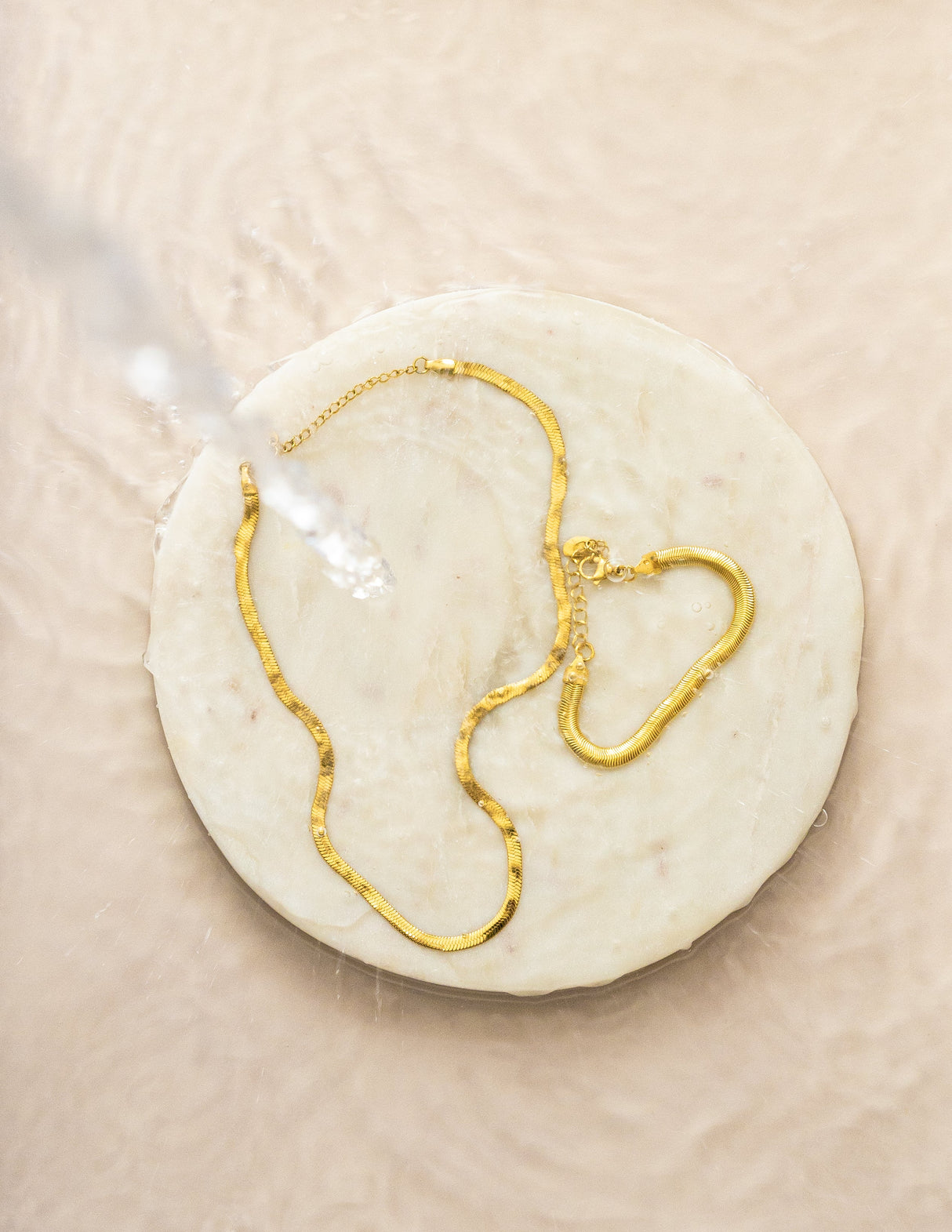 Liquid Gold Herringbone Chain Bracelet from CELESTE SOL Jewelry
