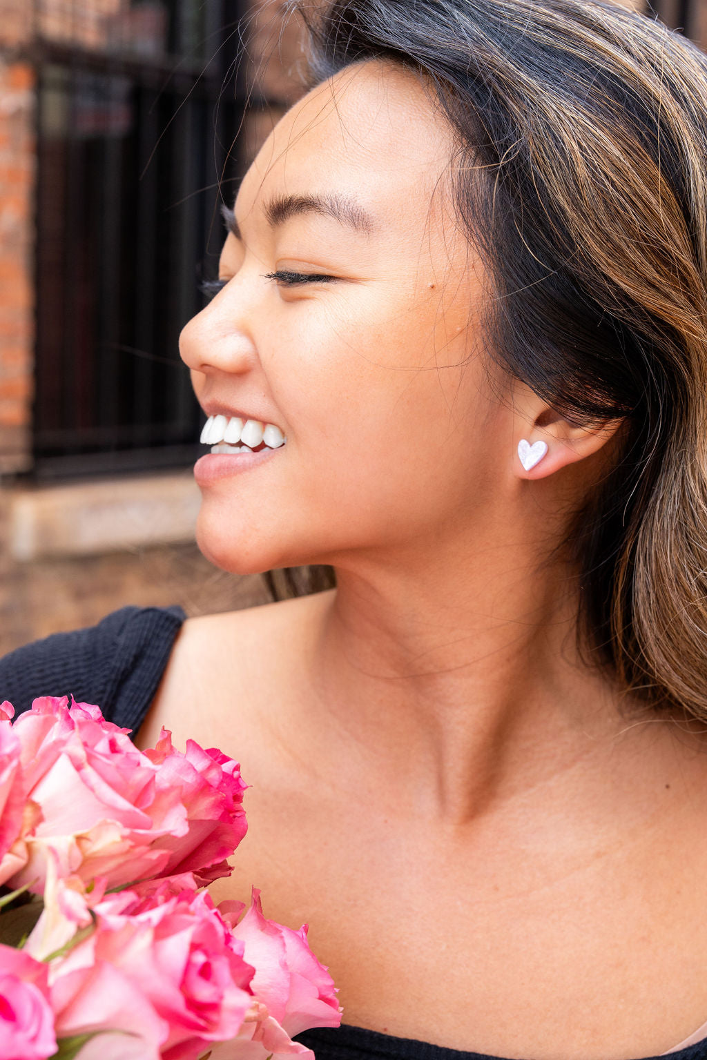 Hand Drawn Heart Studs - Lavender Purple from Spiffy & Splendid