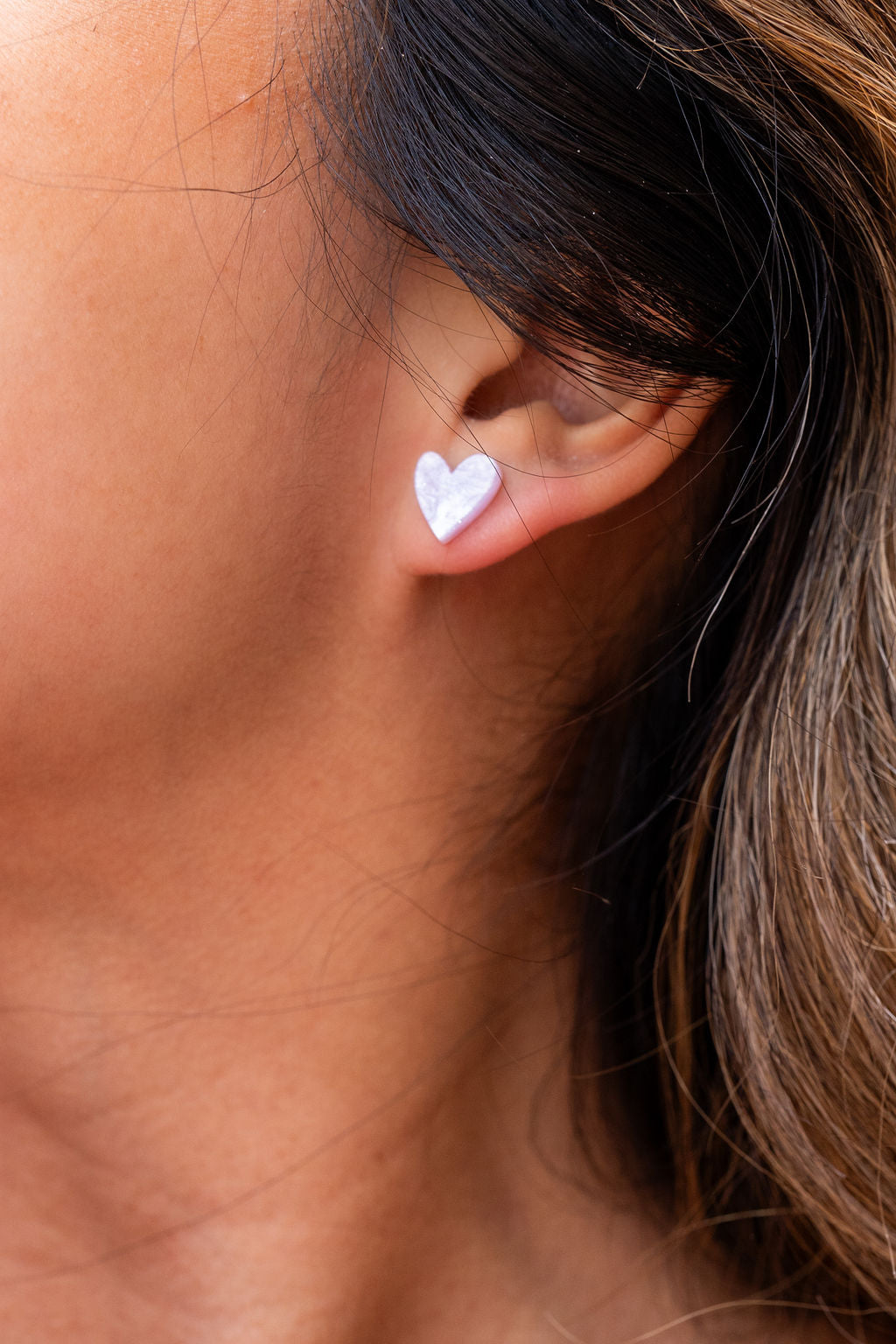 Hand Drawn Heart Studs - Lavender Purple from Spiffy & Splendid