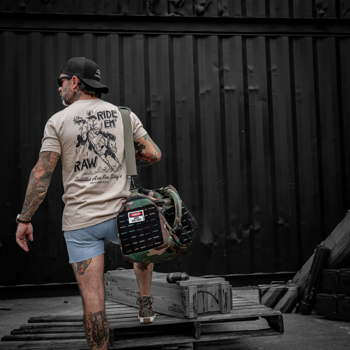 Ride 'Em Raw - Saddles Are For Sissy's Men's T-Shirt from Combat Iron Apparel