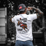Ride 'Em Raw - Saddles Are For Sissy's Men's T-Shirt from Combat Iron Apparel