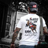 Ride 'Em Raw - Saddles Are For Sissy's Men's T-Shirt from Combat Iron Apparel