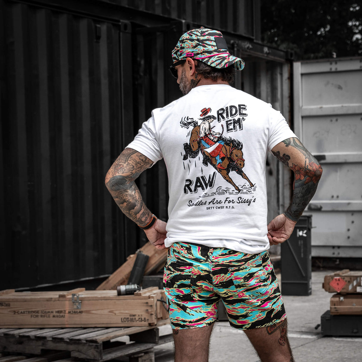 Ride 'Em Raw - Saddles Are For Sissy's Men's T-Shirt from Combat Iron Apparel