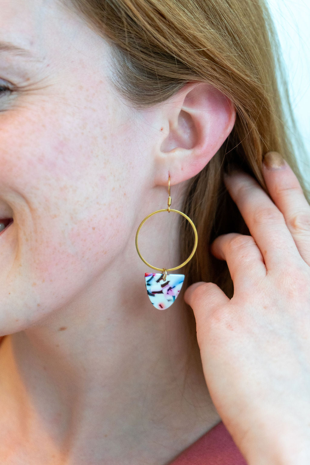 Iris Earrings Large - Marble Confetti from Spiffy & Splendid