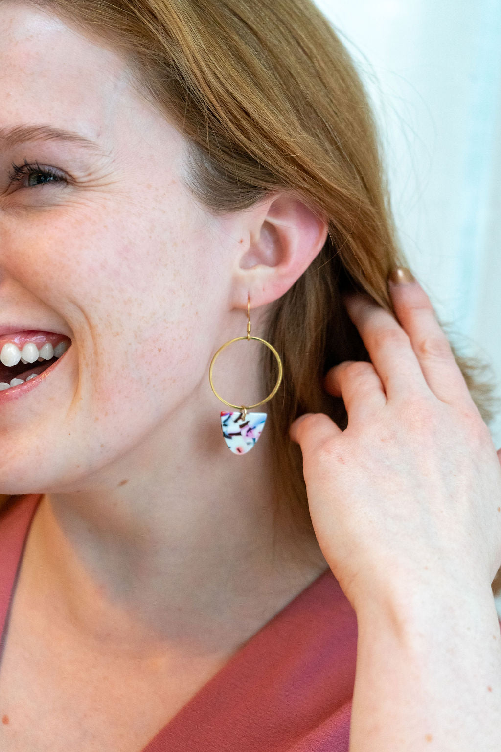 Iris Earrings Large - Marble Confetti from Spiffy & Splendid