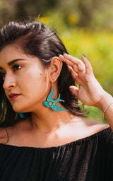 Turquoise Sparrow Hoops from LE CHIC MIAMI