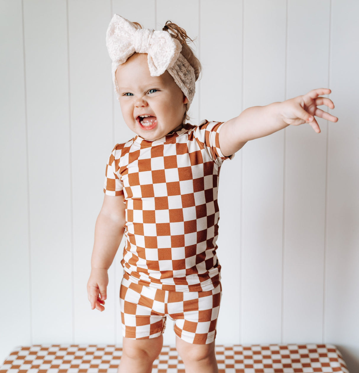 COPPER CHECKERS DREAM SHORT SET from DREAM BIG LITTLE CO