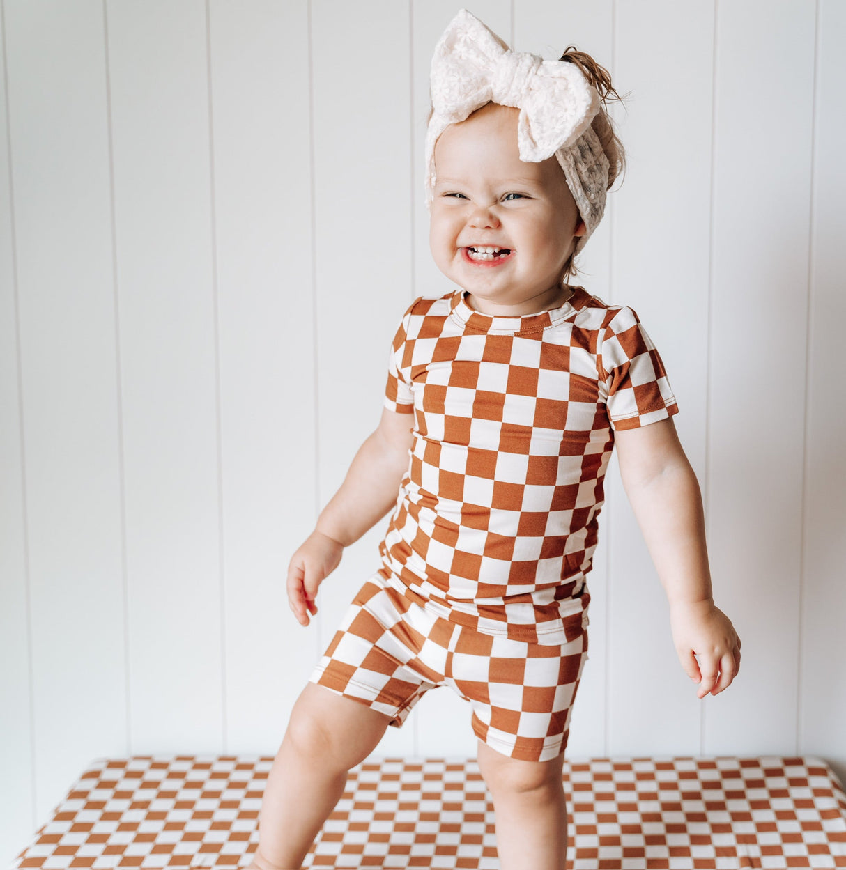 COPPER CHECKERS DREAM SHORT SET from DREAM BIG LITTLE CO