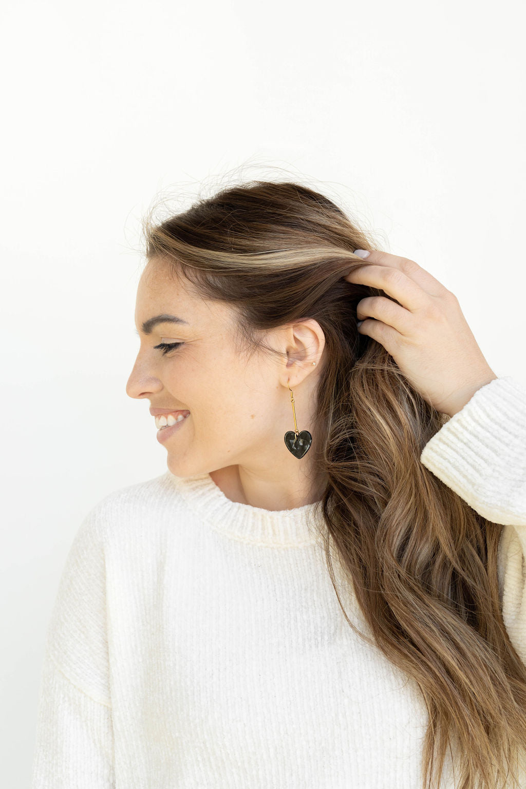 Mina Heart Earrings - Black from Spiffy & Splendid