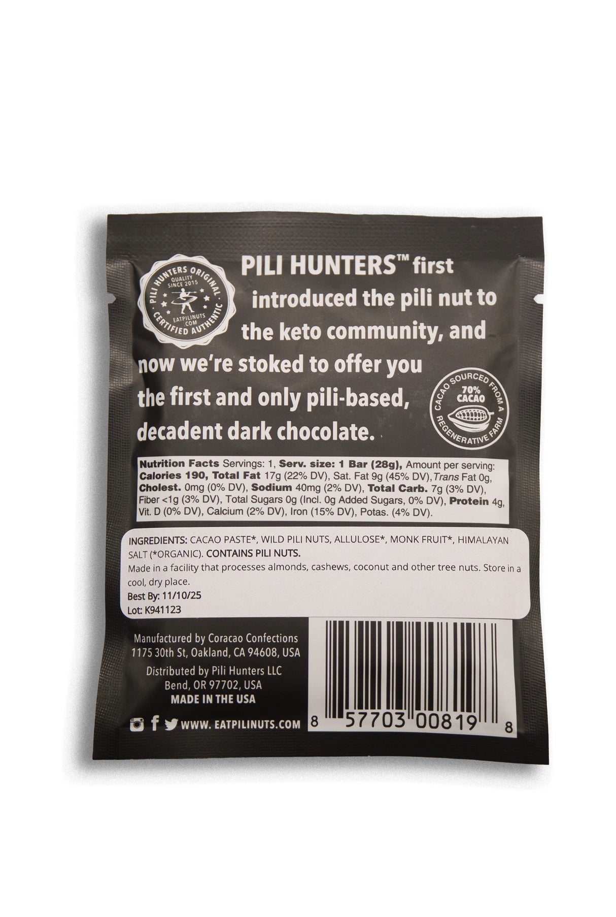 Pili Hunters™ Keto PiliBar - Ultimate Keto Dark Chocolate from Pili Hunters