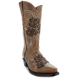 Tan Rose Inlayed Women's Cowgirl Boots (M50032) from Soto Boots