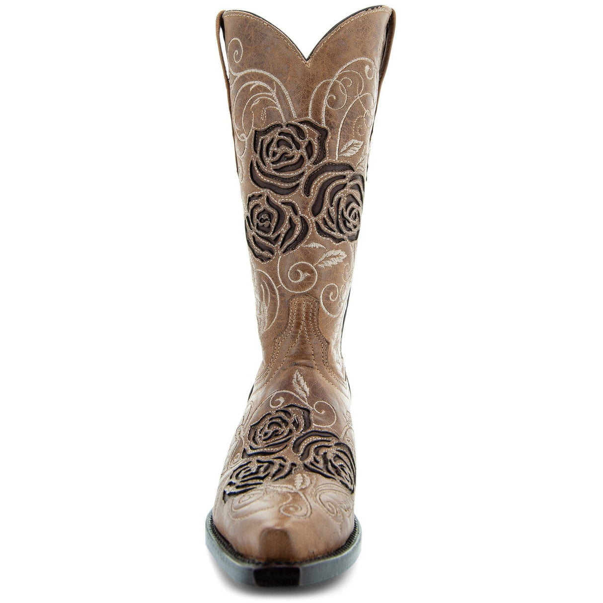 Tan Rose Inlayed Women's Cowgirl Boots (M50032) from Soto Boots