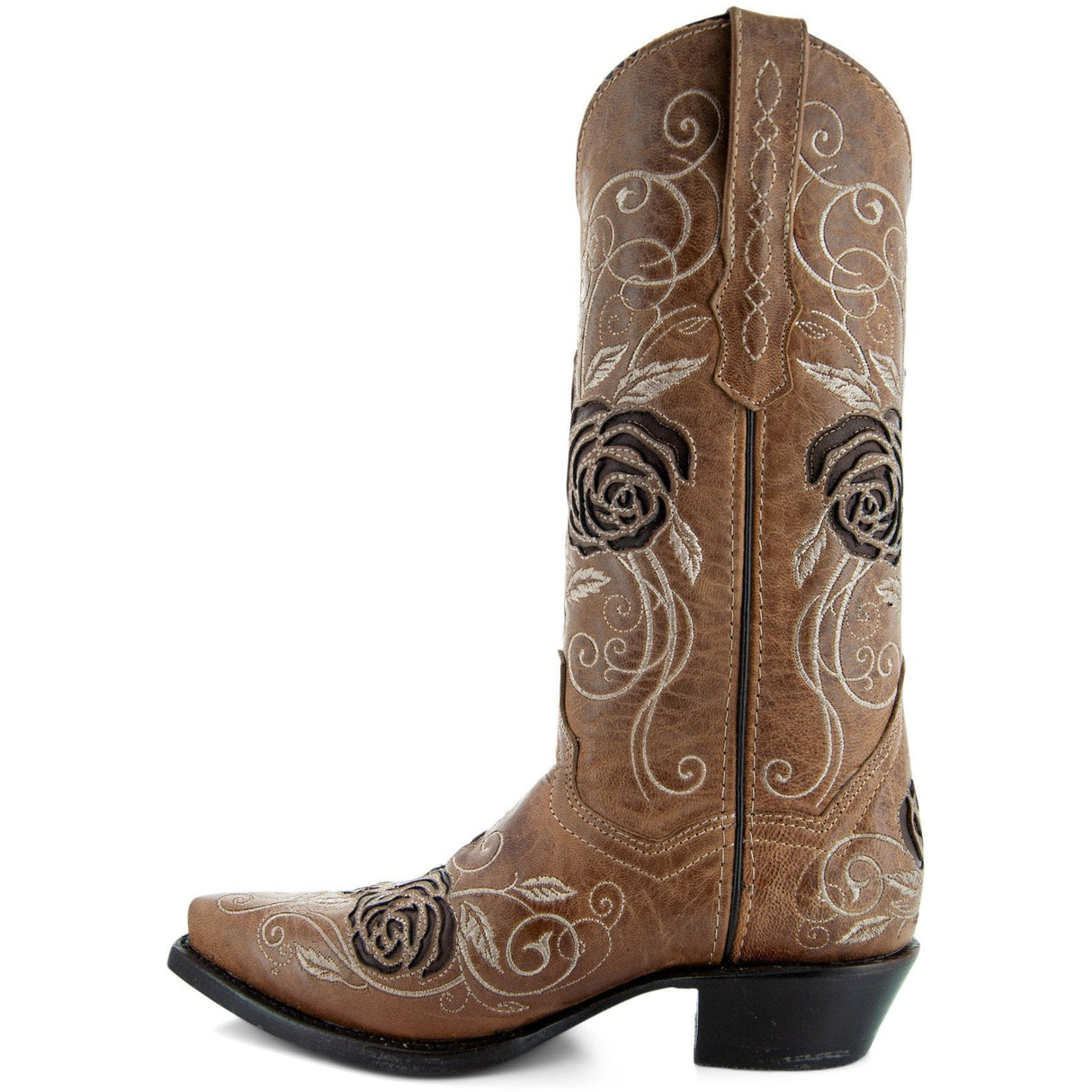 Tan Rose Inlayed Women's Cowgirl Boots (M50032) from Soto Boots