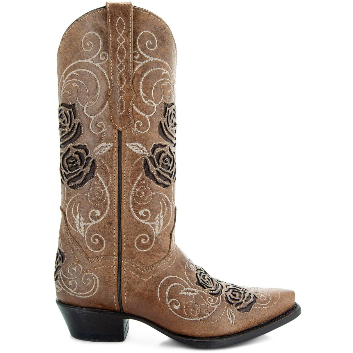 Tan Rose Inlayed Women's Cowgirl Boots (M50032) from Soto Boots