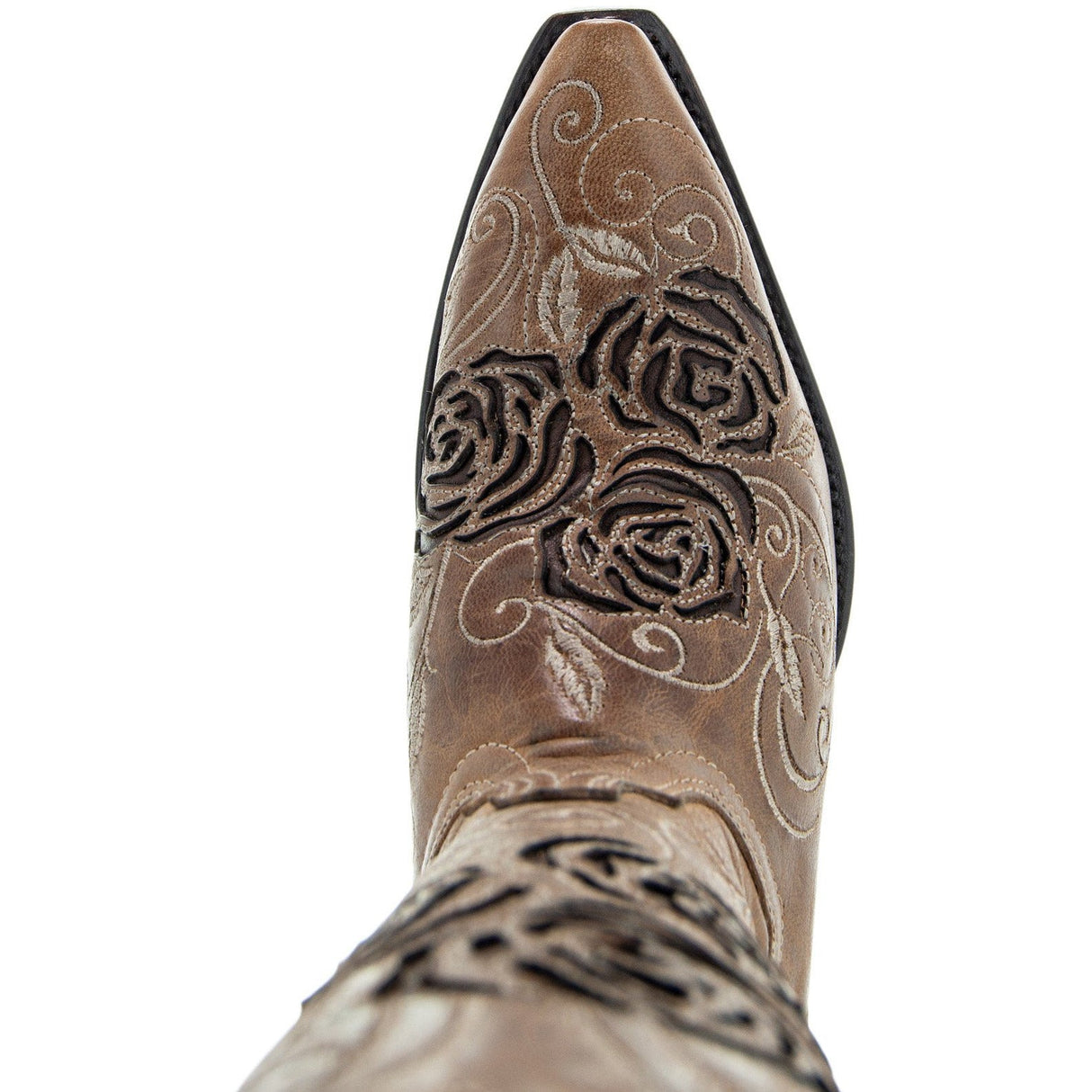 Tan Rose Inlayed Women's Cowgirl Boots (M50032) from Soto Boots