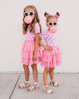 BUBBLEGUM CHECKERS DREAM TUTU DRESS from DREAM BIG LITTLE CO