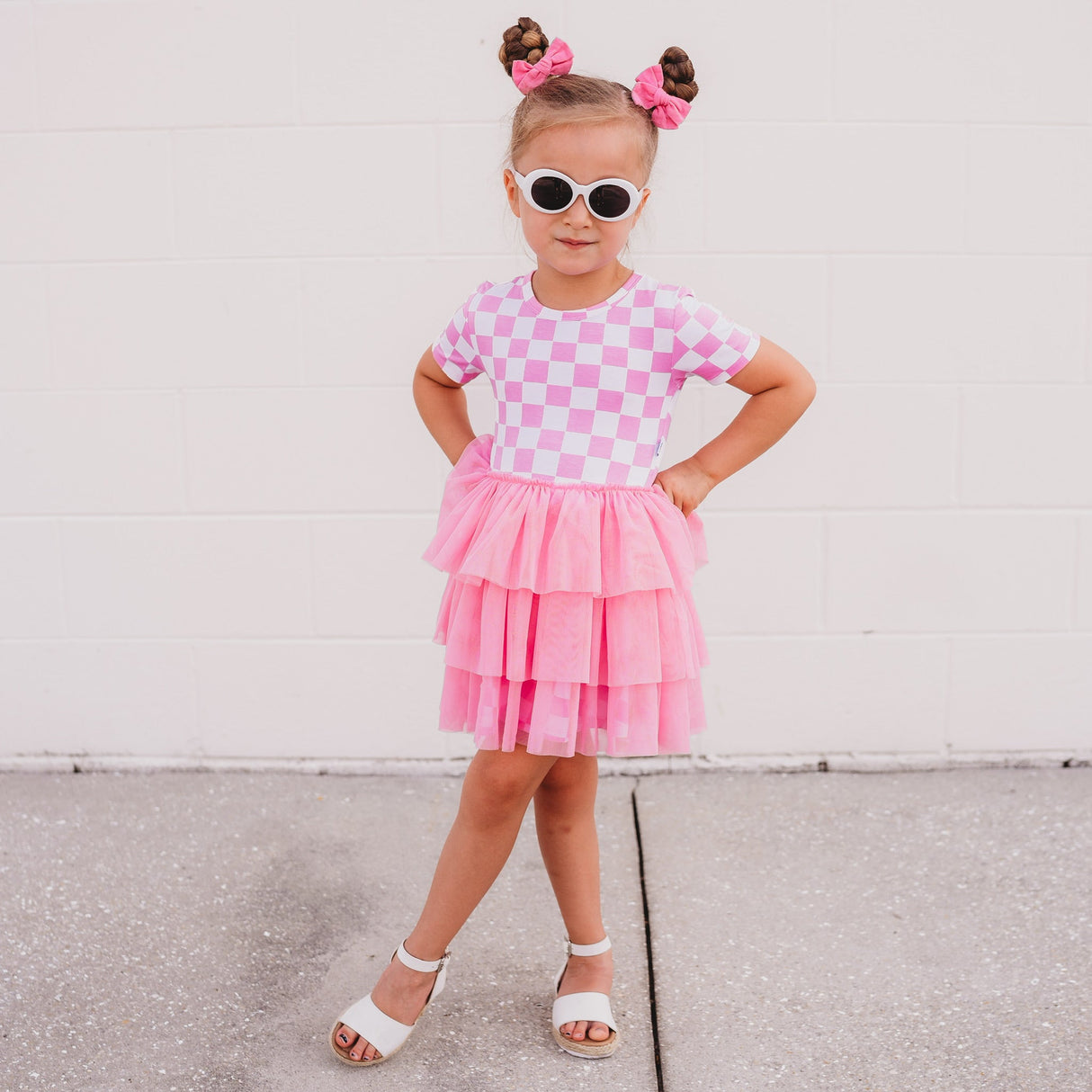 BUBBLEGUM CHECKERS DREAM TUTU DRESS from DREAM BIG LITTLE CO