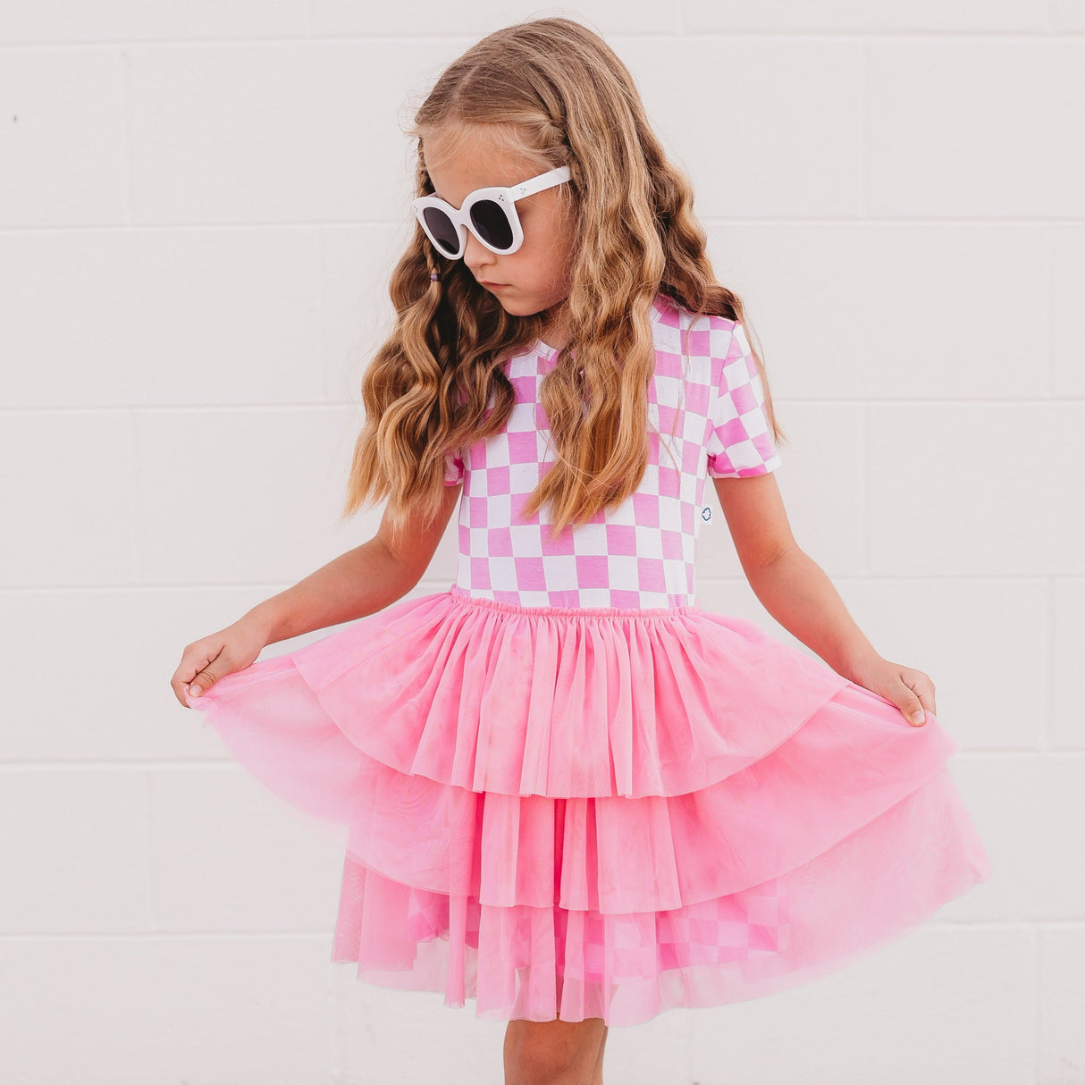 BUBBLEGUM CHECKERS DREAM TUTU DRESS from DREAM BIG LITTLE CO