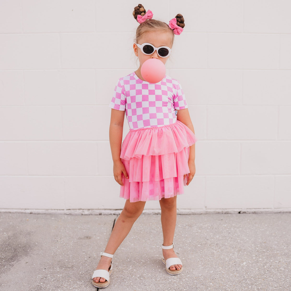 BUBBLEGUM CHECKERS DREAM TUTU DRESS from DREAM BIG LITTLE CO