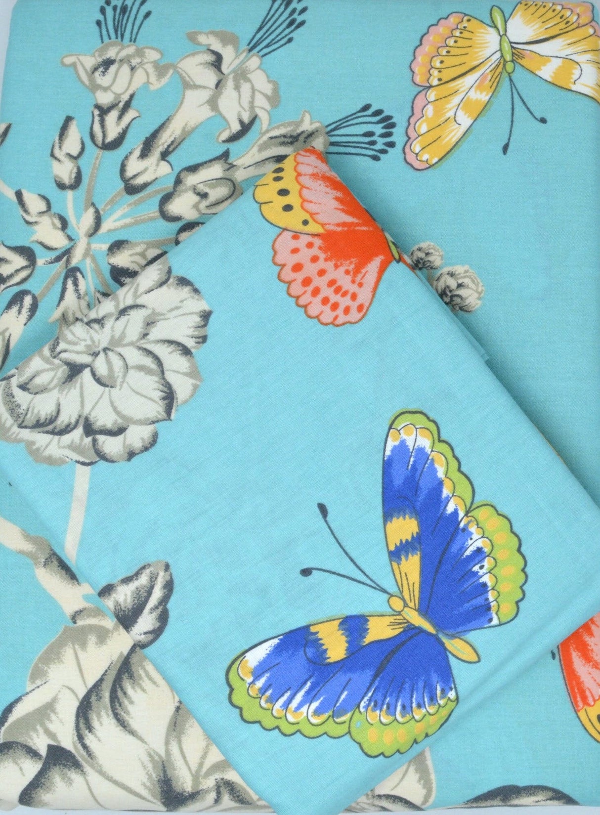 Tache Butterfly Wonderland Cotton Aqua Floral Duvet Cover (2142) from Tache Home Fashion