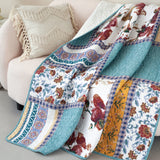 Tache Cotton Patchwork Old World Garden Pastel Blue Yellow Red Hummingbirds Quilted Throw Blanket (JHW-936) from Tache Home Fashion