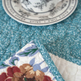 Tache Cotton Patchwork Old World Garden Pastel Blue Yellow Red Hummingbirds Quilted Throw Blanket (JHW-936) from Tache Home Fashion