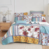 Tache Cotton Patchwork Blue Yellow Old World Hummingbirds Garden Euro Sham (JHW-936) from Tache Home Fashion